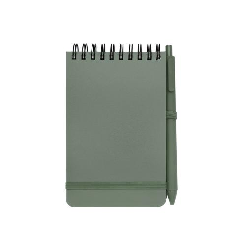 Блокнот Thalaasa формата А6 в твердой обложке из океанического пластика с шариковой ручкой - Зеленый яркий; - купить необычные подарки в Воронеже