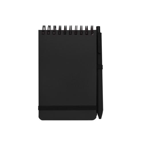 Блокнот Thalaasa формата А6 в твердой обложке из океанического пластика с шариковой ручкой - сплошной черный; - купить необычные подарки в Воронеже