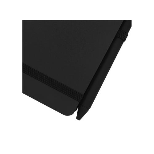 Блокнот Thalaasa формата А6 в твердой обложке из океанического пластика с шариковой ручкой - сплошной черный; - купить подарки с логотипом в Воронеже