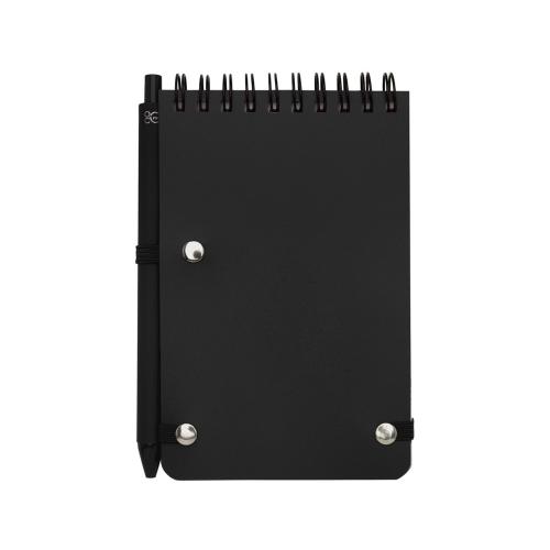 Блокнот Thalaasa формата А6 в твердой обложке из океанического пластика с шариковой ручкой - сплошной черный; - купить необычные сувениры в Воронеже