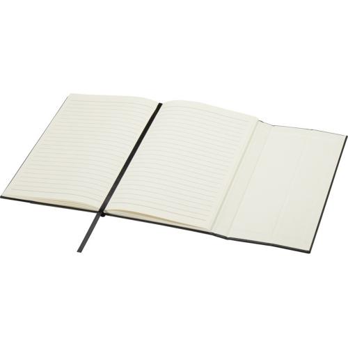 Блокнот Alejandra формата А5 с твердой обложкой из переработанной кожи - сплошной черный; - купить подарки с логотипом в Воронеже