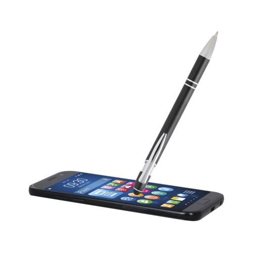 Kish шариковая ручка с серебристой отделкой - сплошной черный ; - купить подарки с логотипом в Воронеже