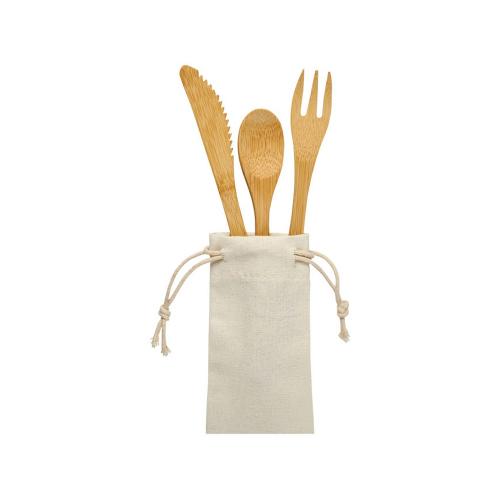 Набор столовых приборов Celuk из бамбука; - купить подарки с логотипом в Воронеже