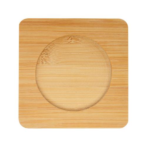 Стеклянный стакан Manti объемом 350 мл с двойными стенками и подставкой из бамбука, 2 шт. ; - купить именные сувениры в Воронеже