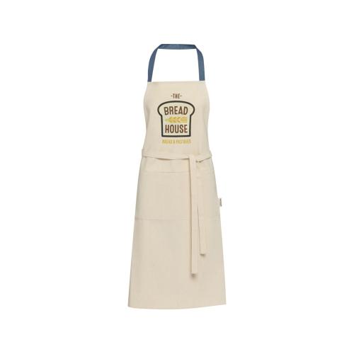 Nia фартук из переработанного хлопка плотностью 200 г/м² - Синий ледяной; - купить подарки с логотипом в Воронеже