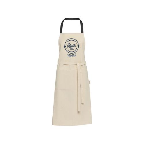 Nia фартук из переработанного хлопка плотностью 200 г/м² - сплошной черный; - купить подарки с логотипом в Воронеже