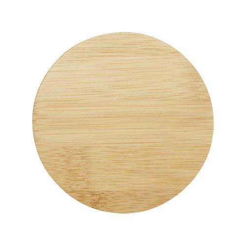 Стеклянная кружка Leona объемом 350 мл с бамбуковой крышкой - прозрачный; - купить необычные подарки в Воронеже