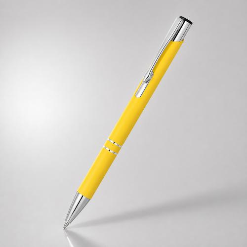 Ручка металлическая шариковая C1 софт-тач, желтый