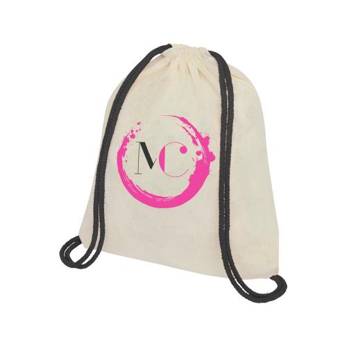 Рюкзак со шнурком Oregon, имеет цветные веревки, изготовлен из хлопка 100 г/м2; - купить именные сувениры в Воронеже