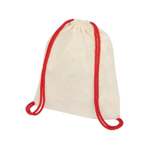 Рюкзак со шнурком Oregon, имеет цветные веревки, изготовлен из хлопка 100 г/м2; - купить бизнесс-сувениры в Воронеже