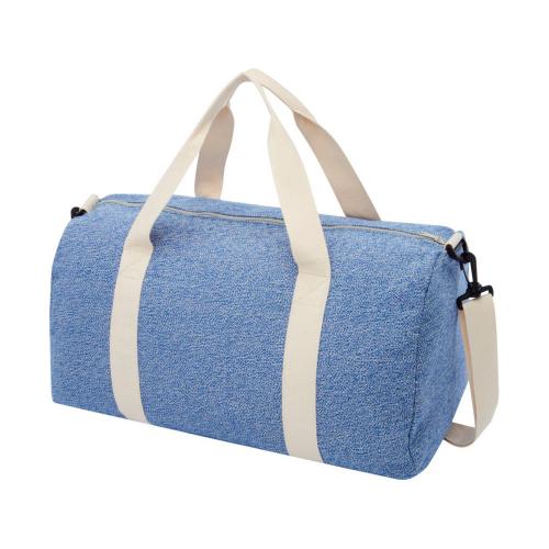 Спортивная сумка из переработанного хлопка и полиэстера плотностью 210 г/м2 Pheebs, синий/натуральный