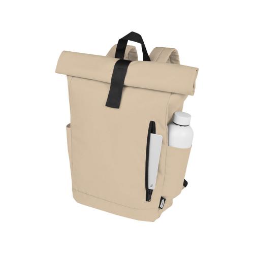 Рюкзак Байрон 15,6 объемом 18 л со скручиваемым верхом, изготовленный из переработанного ПЭТ по стандарту GRS; - купить именные сувениры в Воронеже