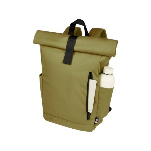 Рюкзак Byron 15,6 объемом 18 л со скручиваемым верхом, изготовленный из переработанного ПЭТ по стандарту GRS; - купить именные сувениры в Воронеже