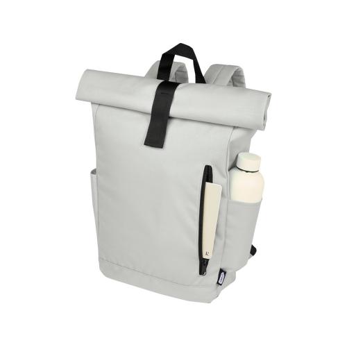 Рюкзак Byron 15,6 объемом 18 л со скручиваемым верхом, изготовленный из переработанного ПЭТ по стандарту GRS; - купить именные сувениры в Воронеже