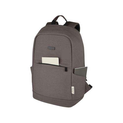 Рюкзак для ноутбука 15,6 дюймов с защитой от кражи Joey объемом 18 л из брезента, переработанного по стандарту GRS; - купить подарки с логотипом в Воронеже