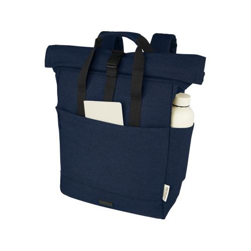 Рюкзак для 15-дюймового ноутбука Joey объемом 15 л из брезента, переработанного по стандарту GRS, со сворачивающимся верхом; - купить именные сувениры в Воронеже