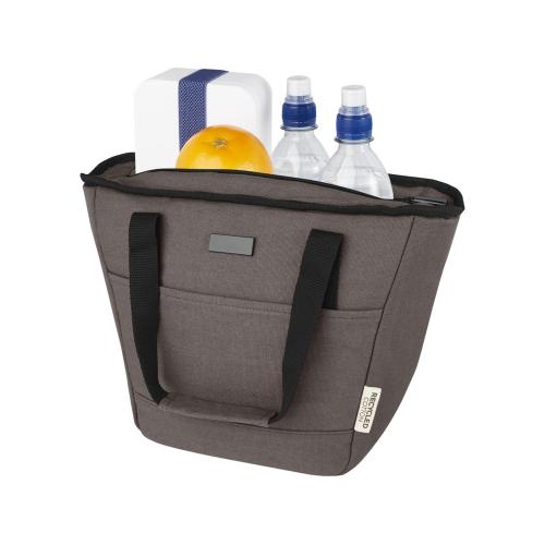 Пищевая сумка-холодильник Joey из брезента, переработанного по стандарту GRS, объемом 6 л на 9 банок; - купить именные сувениры в Воронеже