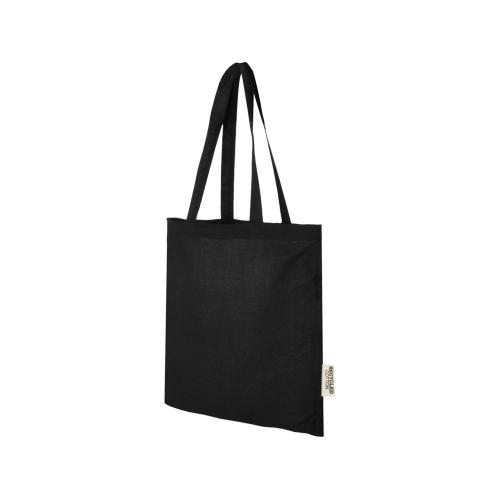 Эко-сумка Madras объемом 7 л из переработанного хлопка плотностью 140 г/м2, сплошной черный