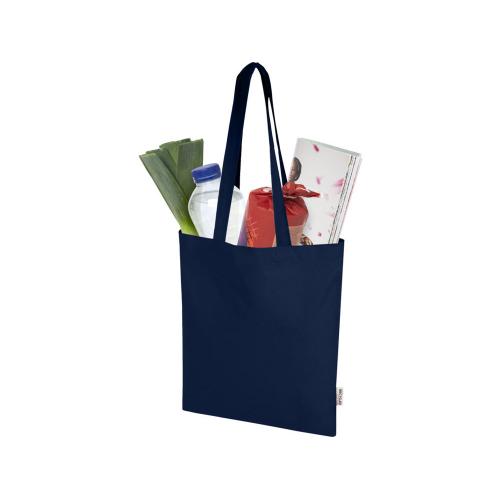 Мадрас Блэнд эко-сумка из переработанного хлопка GRS плотностью 140 г/м² объемом 7 л - Темно-синий; - купить необычные сувениры в Воронеже