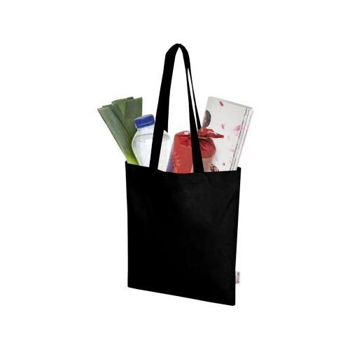 Мадрас Блэнд эко-сумка из переработанного хлопка GRS плотностью 140 г/м² объемом 7 л - Черный; - купить необычные сувениры в Воронеже