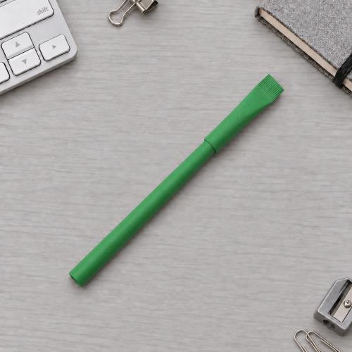 Ручка картонная с колпачком Recycled, зеленый классик