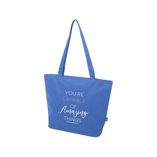 Panama эко-сумка на молнии из переработанных материалов по стандарту GRS объемом 20 л - Ярко-синий; - купить подарки с логотипом в Воронеже