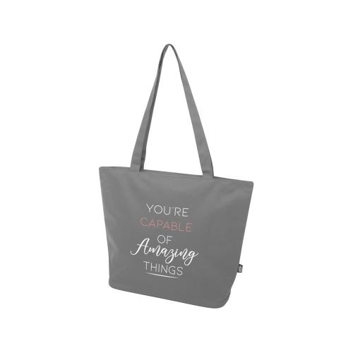 Panama эко-сумка на молнии из переработанных материалов по стандарту GRS объемом 20 л - Серый; - купить подарки с логотипом в Воронеже