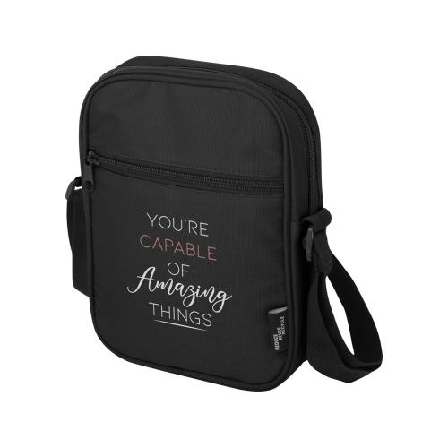 Byron сумка через плечо из переработанных материалов по стандарту GRS объемом 2 л - Черный; - купить подарки с логотипом в Воронеже