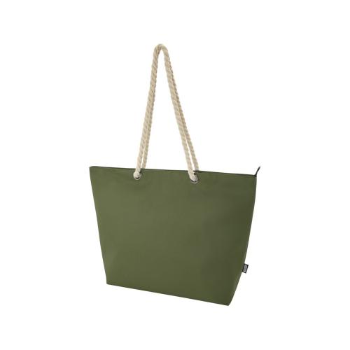 Panama пляжная эко-сумка-холодильник из переработанного материала, с ручками-шнурками 23L, оливковый