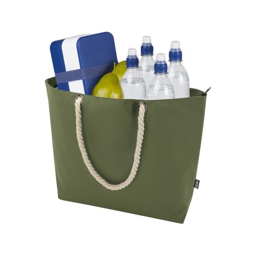 Panama пляжная эко-сумка-холодильник из переработанного материала, с ручками-шнурками 23L; - купить подарки с логотипом в Воронеже