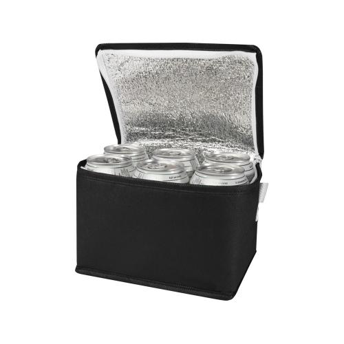 Spectrum нетканая сумка-холодильник, 4 л, на 6 банок, из переработанных материалов, сплошной черный