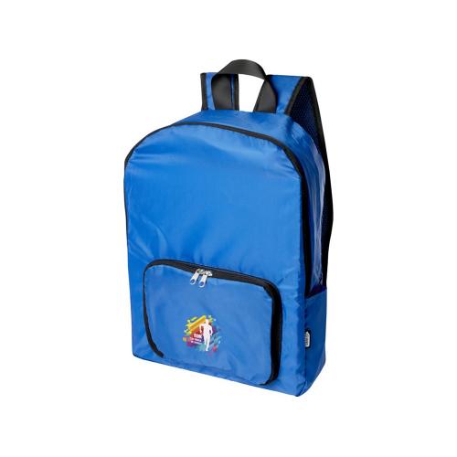 Складной рюкзак EcoFold объемом 15 л из переработанного ПЭТ-пластика - Ярко-синий; - купить именные сувениры в Воронеже