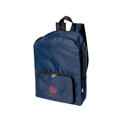 Складной рюкзак EcoFold объемом 15 л из переработанного ПЭТ-пластика - Темно - синий; - купить именные сувениры в Воронеже