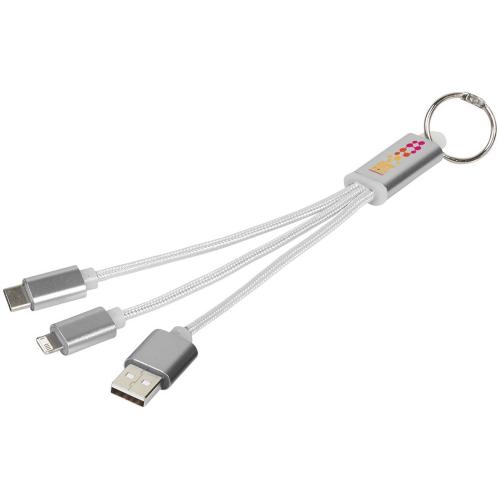 Кабель для зарядки Metal 3-в-1 с брелоком; - купить подарки с логотипом в Воронеже