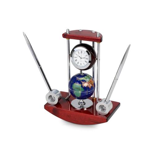 Настольный прибор Сенатор: часы с глобусом; - купить бизнесс-сувениры в Воронеже