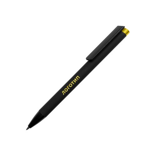 Ручка металлическая шариковая Taper Metal софт-тач с цветным зеркальным слоем, черный с желтым