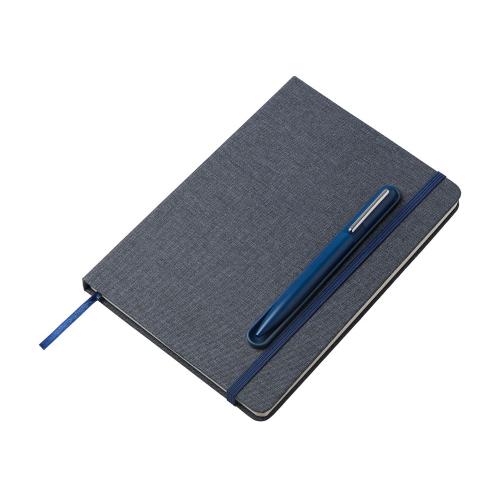 Набор блокнот А5 с магнитным держателем для ручки и подставкой для телефона и металлической шариковой ручкой NotaBene, темно-синий