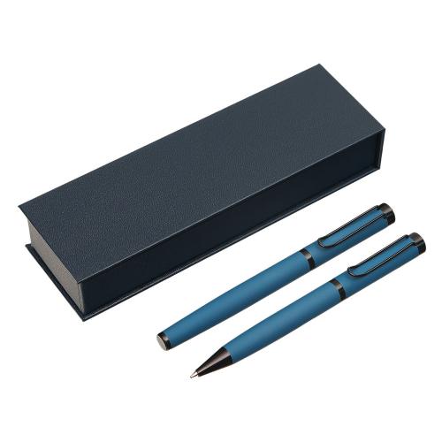 Подарочный набор из 2-х ручек Black Lama soft-touch, темно-синий