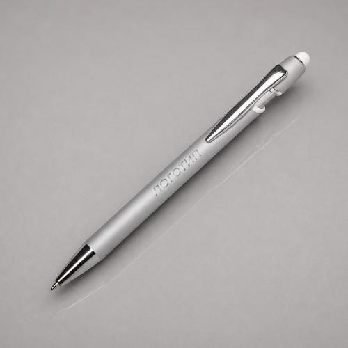 Ручка-стилус металлическая шариковая Sway  Monochrome с цветным зеркальным слоем, серебристый с белым