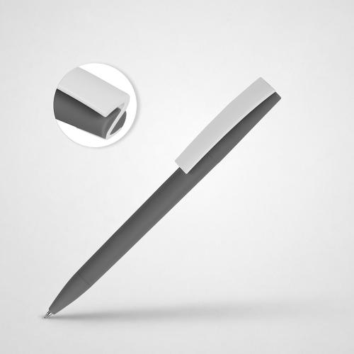 Ручка пластиковая soft-touch шариковая Zorro, серый/белый