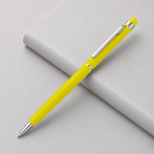 Ручка-стилус шариковая Jucy Soft с покрытием soft touch, желтый