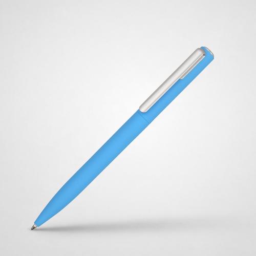 Ручка шариковая пластиковая Bon с покрытием soft touch, голубой