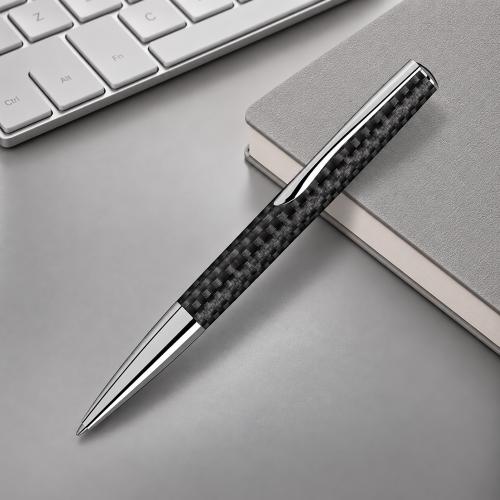 Ручка шариковая металлическая Elegance из карбонового волокна, черный/серебристый