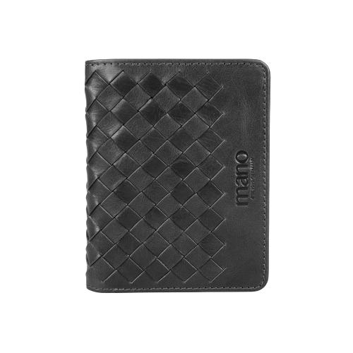 Портмоне для кредитных карт Mano Don Luca, натуральная кожа в черном цвете, 8,5 х 11 см