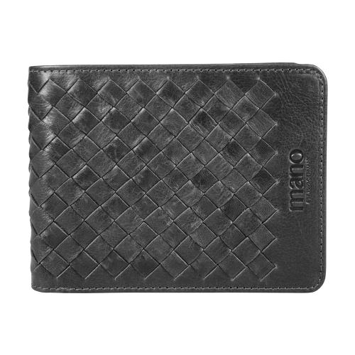 Бумажник Mano Don Luca, натуральная кожа в черном цвете, 12,5 х 9,7 см