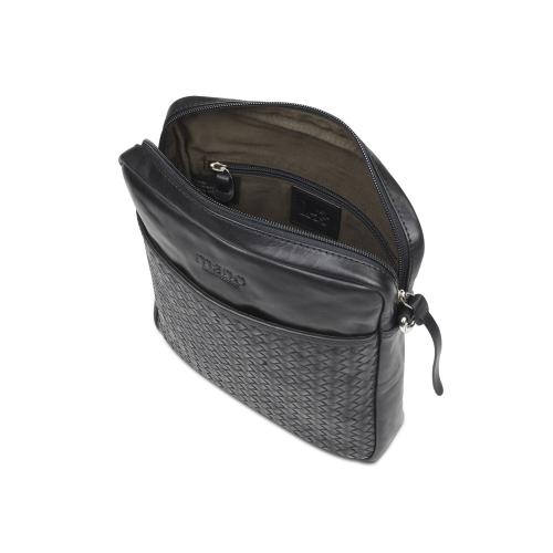 Сумка через плечо Mano Don Luca, натуральная кожа в черном цвете, 23 х 26,5 х 4; - купить именные сувениры в Воронеже