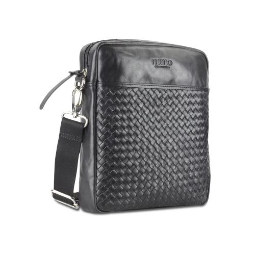 Сумка через плечо Mano Don Luca, натуральная кожа в черном цвете, 23 х 26,5 х 4; - купить необычные сувениры в Воронеже