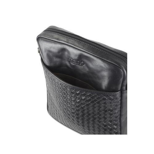 Сумка через плечо Mano Don Luca, натуральная кожа в черном цвете, 23 х 26,5 х 4; - купить подарки с логотипом в Воронеже