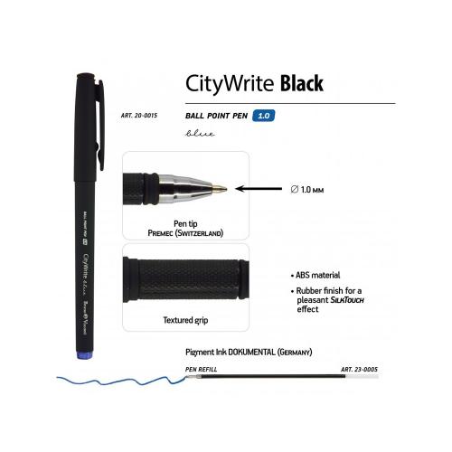 Ручка CityWrite.BLACK шариковая, черный пластиковый корпус, 1.0 мм; - купить необычные сувениры в Воронеже