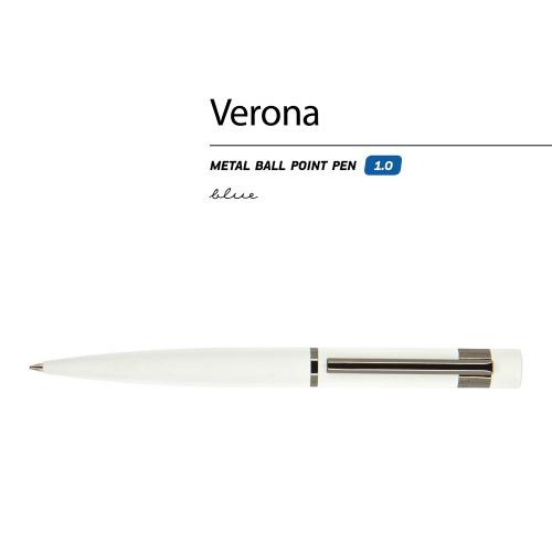 Ручка Verona шариковая автоматическая, белый металлический корпус, 1.0 мм; - купить необычные подарки в Воронеже
